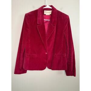 1980s John Meyer USA Berry Pink Magenta Thick Corduroy Prep Academic Blazer 12 L